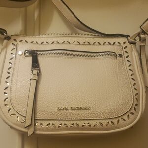 Dana Buchman Cream Crossbody Bag with Silver Accents NEW